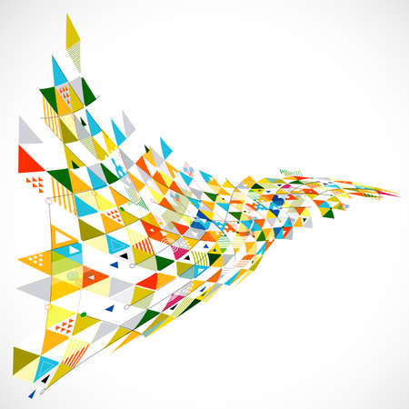 abstract creative geometrical with mix geometric decoration on perspective curve view, vector illustrationのイラスト素材