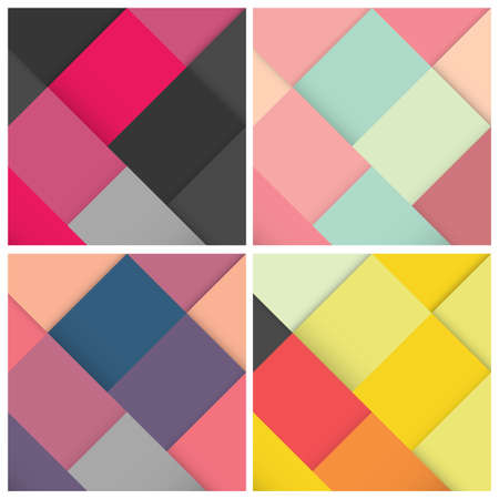 Set of abstract square colorful retro background with stylish colors, vector illustrationのイラスト素材