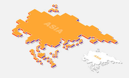 Asia continent map element with 3D isometric shape isolated on background, vector illustrationのイラスト素材