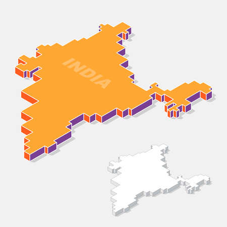 India map element with 3D isometric shape isolated on background, vector illustrationのイラスト素材