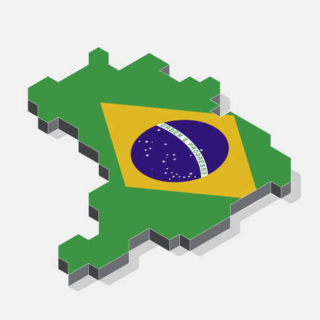 Brazil map element with 3D isometric shape isolated on background, vector illustrationのイラスト素材