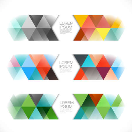 Abstract colorful geometric template and modern banner overlapping with white space for text. Modern background for business or technology presentation, app cover, online presentation website element.のイラスト素材