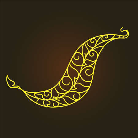 Leaf symbol and pattern with Thai style isolated on dark background, vector illustrationのイラスト素材