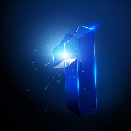 Number 1 sparkler on blue background. vector illustration.のイラスト素材