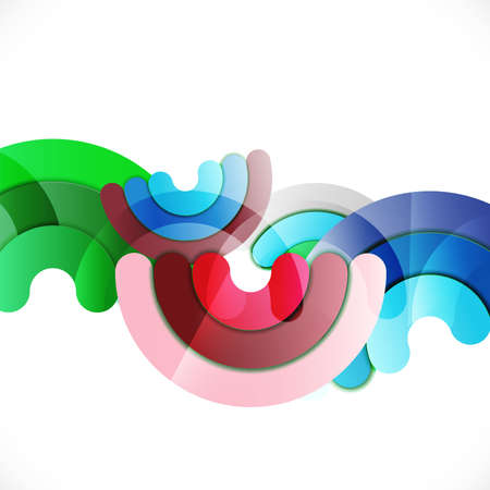 Abstract colorful shiny circle or ring overlapping on white with white space on beside for text. Modern background for business or technology presentation. vector illustrationのイラスト素材