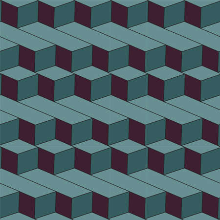 Vector 3D geometric seamless pattern with block structure repeating.のイラスト素材