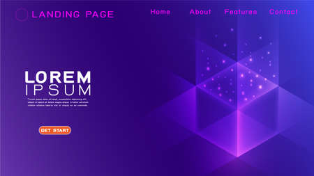 Landing page template futuristic technology with abstract colorful light gradient and overlapping background. Vector illustrationのイラスト素材