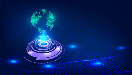 Abstract futuristic data and global connection technology background,  Vector illustrationのイラスト素材