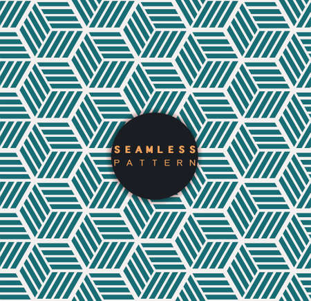 Vector seamless pattern. Repeating geometric tiles with linear cube and hexagon grid.  Modern...