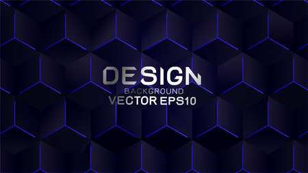 Abstract futuristic and technology concept with hexagon line on dark background, Vector illustration