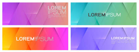 Set of colorful repeating triangles gradient geometric in contemporary style. Abstract geometric horizontal template and modern stylish texture. Vector illustrationのイラスト素材