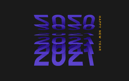 2021 lettering with flip text effect of Happy New Year background for flyers, posters, business decoration sign, brochure, card, banner, postcard. Vector illustration.のイラスト素材