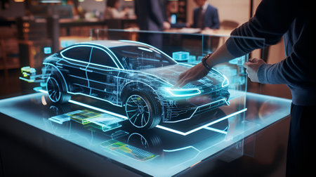 Revolutionary Testing: Engineers Trial AI-Integrated Driverless System in Electric Car with 3D Modeling Technologyの素材