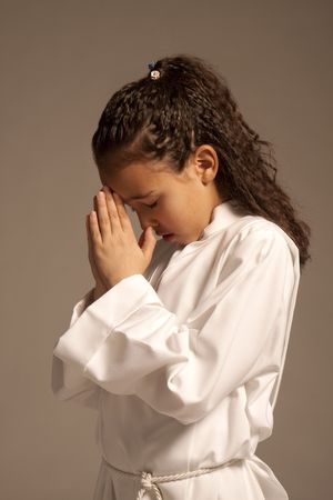 Bimba vestita da prima comunioneの写真素材
