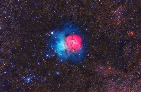 Trifid Nebula - M20. Photo taken with a 305mm telescopeの写真素材