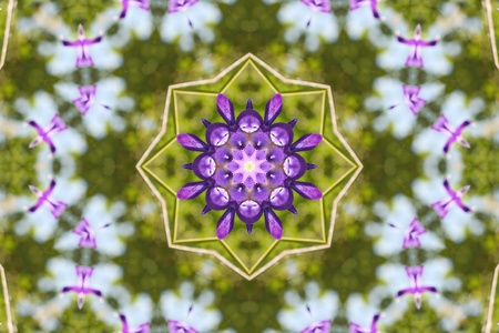 Abstract background with blue hand bells. it looks like freme over green backgroundの写真素材