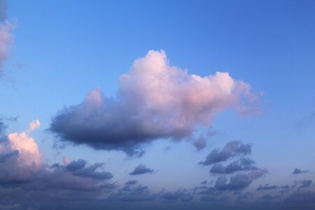 Cloudy sky at sunsetの写真素材