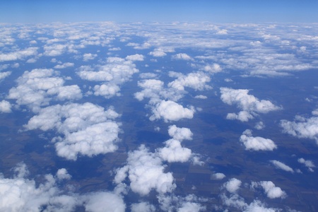 Plumose - layered clouds. Shooting from the airplaneの写真素材