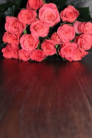 Bouquet of pink roses on the floorの写真素材