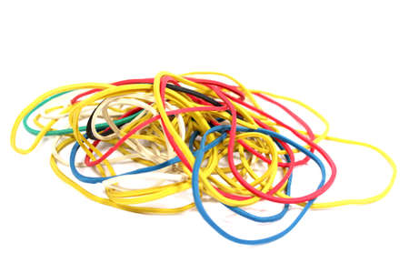 Elastic bands for money on white background
