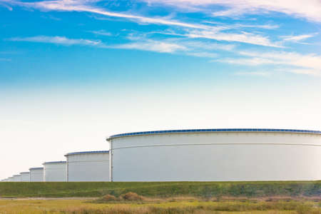 An oil terminal in the harborの写真素材