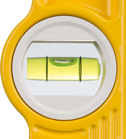 detail of a spirit level against a white background