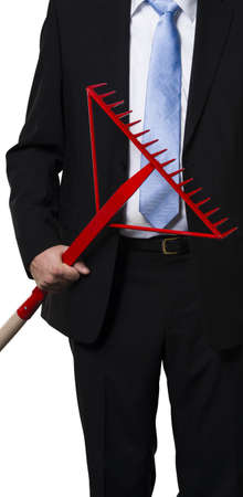 Executive raking the money together to get his bonusの写真素材