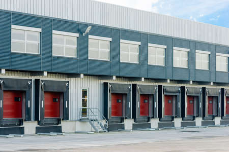 warehouse and docking ports for trucks and trailersのeditorial素材