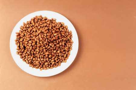 Chocolate rice - puffed rice-shaped chocolate flakes made from rice and wheat flour.の写真素材