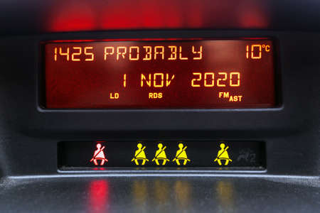 old car on-board computer screen to inform the driver