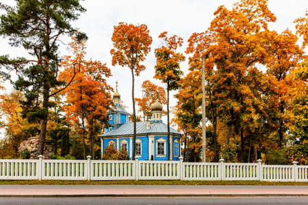 Orthodox Church. Built in 1892, Period: tsarist, stone masonry plinth, lined with beams and lined with horizontal boards. City Panevezys, Lithuania October 05day 2021yの写真素材
