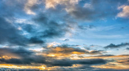 Dramatic autumn sky in the evening at sunset