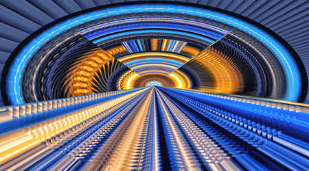 A twisted round background with lines, a mystical illustration of various shapes and colorsの写真素材