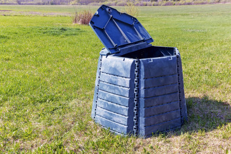 A plastic compost bin came in handy on a sunny day in the garden meadow in spring