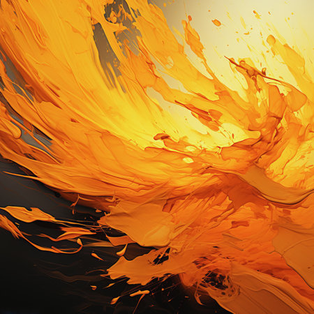 Abstract Orange Liquid Art - Neon Glass with Dynamic Splashes and Expressive Flow, Generative AIの素材