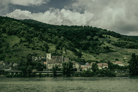 Landschaftsaufnahme von St. Michael in der Wachau mit Color Grading ausgearbeitetの写真素材