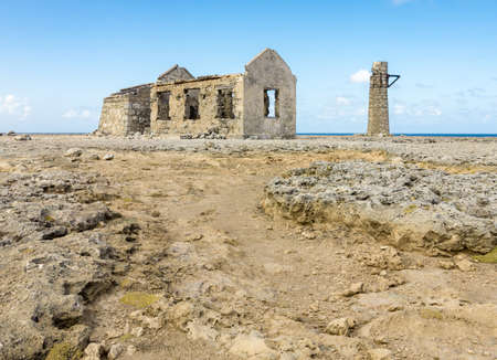 Abandoned lighthouse at Malmok, Bonaire (netherlands antilles)の写真素材