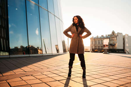 Business woman standing outside the officeの写真素材