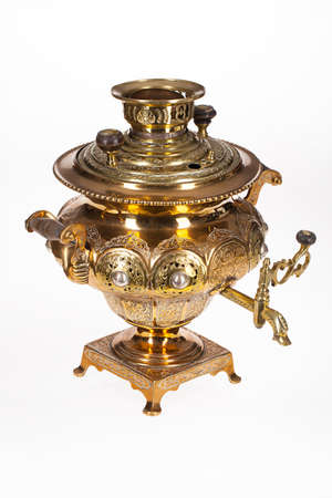 Russian traditional water boiler on isolated backgroundの写真素材