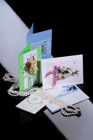 Wedding postcards and jewelry