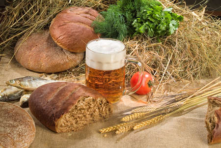 Different kinds of bread on a studio backgroundの写真素材