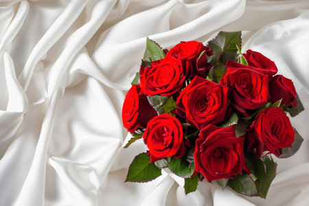 Roses at the waving fabric backgroundの素材