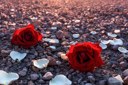 Roses on the cleaved desert groundの素材