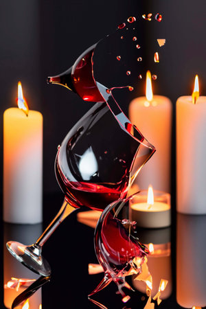 Wine and sparkles on a stone backgroundの素材