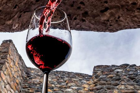 Different scenes from human life with wine and glassの素材