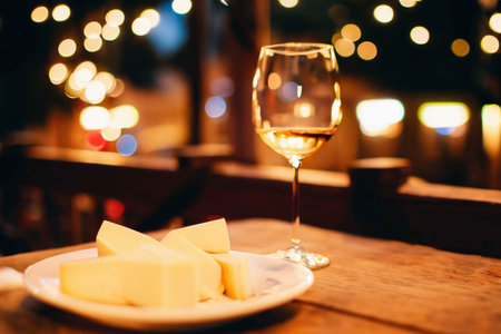 Different scenes from human life with wine and glassの素材