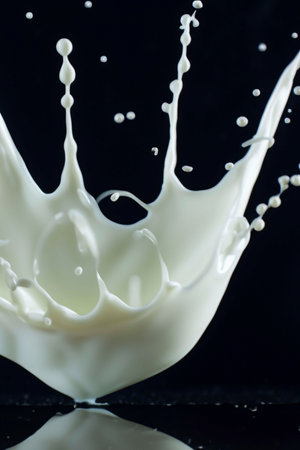 Splashes and drops of milkの素材