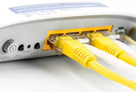 Modem router network hub with cable connecting