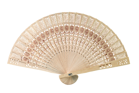 The sandalwood fan isolated on white backgroundの写真素材