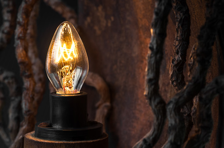 Light bulb for interior decoration on dark backgroundの写真素材